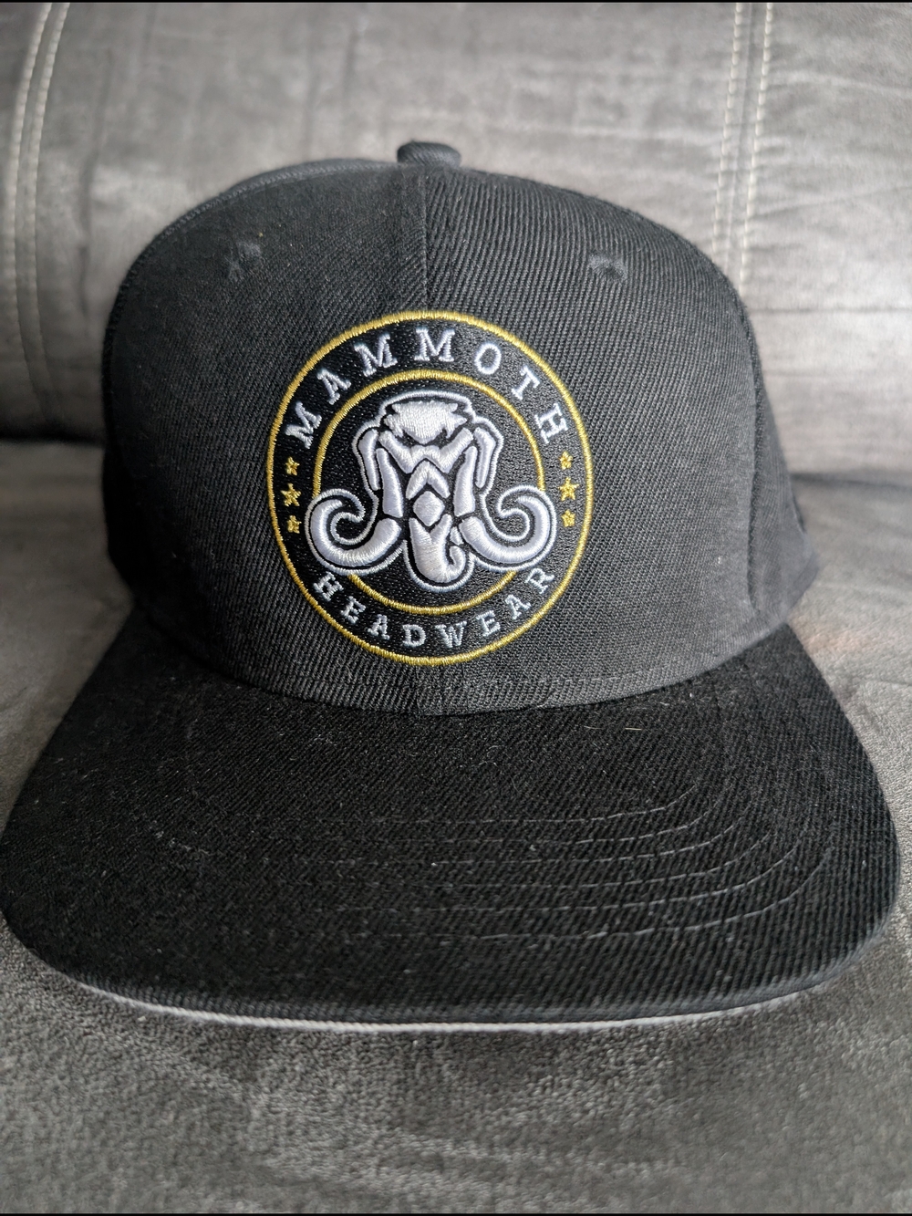 Mammoth Headwear Black Embroidered Snapback Hat